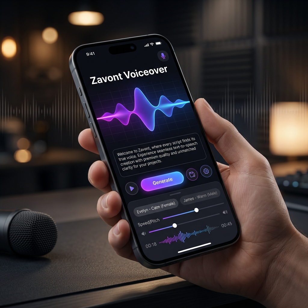 Zavont Voiceover App Mockup